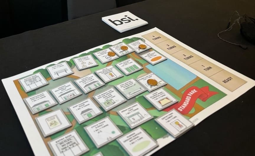 Standard Park game board with cards laid out on a table