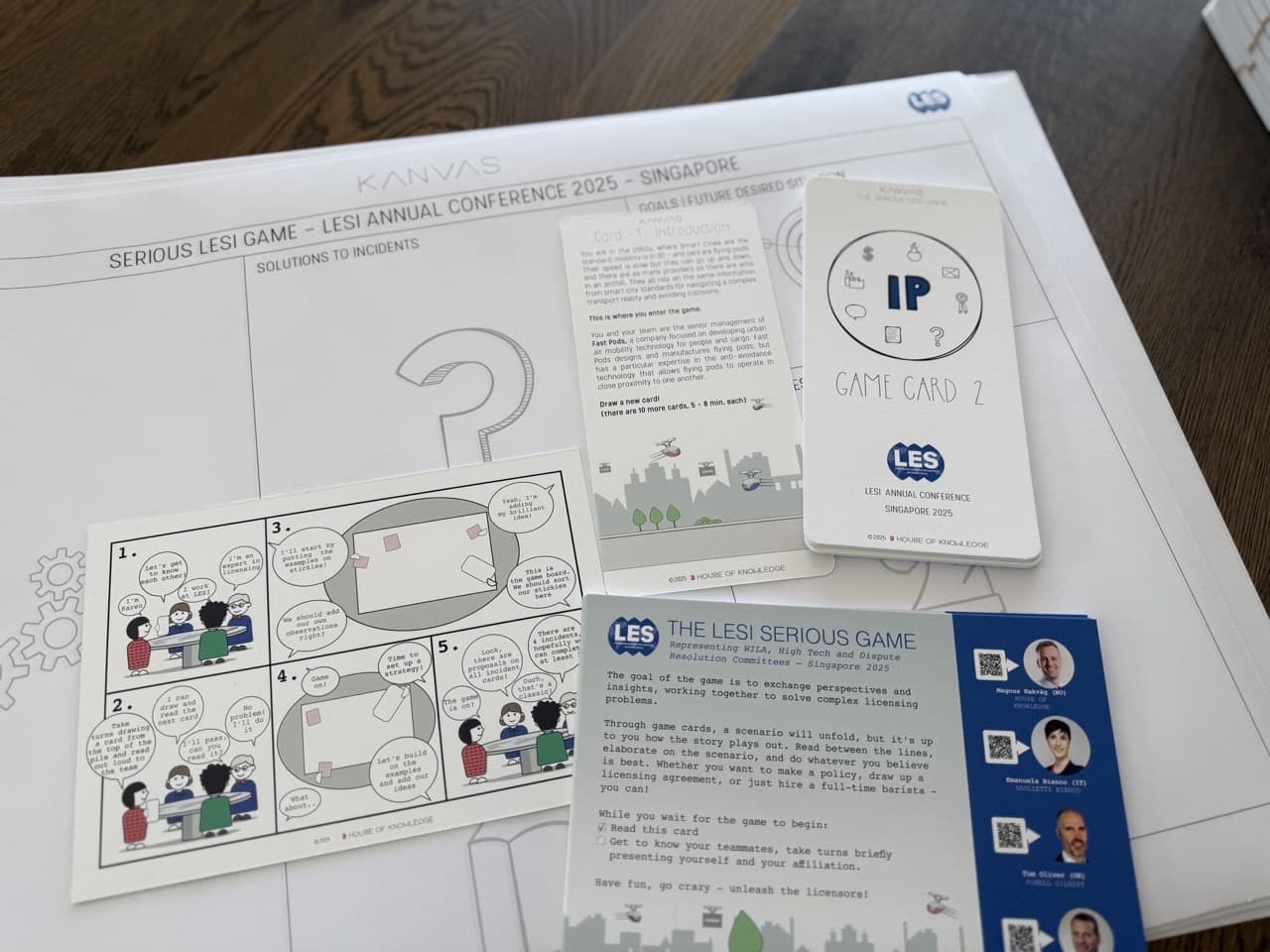 Game board, cards and printed materials for the Serious LESI Game: Uncharted IP Waters